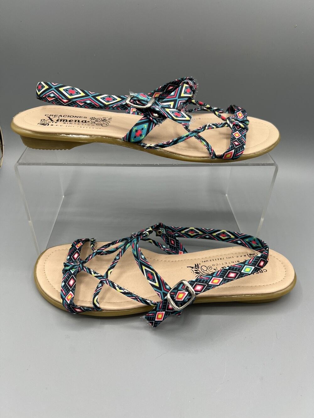 Creaciones Ximena Woven Strap Sandals Women’s 7.5 Multicolor Boho Flat